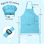 Kids Apron and Chef Hat Set, 16 Pieces Boys Girls Kids Apron - Image 2