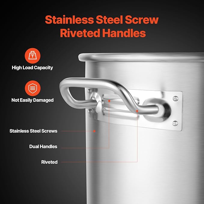 VEVOR Stainless Steel Stockpot, 84 Quart Large Cooking Pots, Cookware Sauce Pot - Image 5