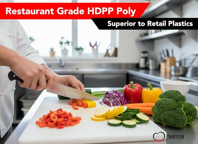 Thick White 18x12 Plastic Restaurant Cutting Board, 0.75 Inch Thick HDPP Poly - Image 2