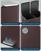 ComfyCorner 16 Gal Dual Trash Can, Stainless Steel Kitchen Garbage Bin - Image 3
