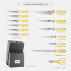 hecef Kitchen Knife Block Set, 14 Pieces Knife Set - Image 2