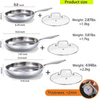 DELARLO Tri-ply Stainless Steel Frying Pan Set 8" 10" 12" - Image 3