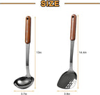 FJNATINH Stainless Steel Wok Spatula and Ladle Tool, Mirror Polished Cooking - Image 3