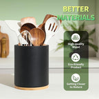 Wooden Utensil Holder, 360°Rotating 7.3'' Large Utensil Holder - Image 5