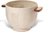 Metal Colander with Wood Handle and Stable Base, Powder Coated Steel Kitchen by Unknown