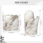Oven Mitts and Pot Holders Set, Marble Pattern Gray White Silicone Kitchen - Image 3