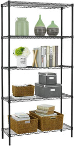 BestOffice | 5-Tier Wire Storage Shelves | 36x14x72 | Black | by BestOffice