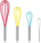 HOTEC 4 Pieces Silicone Whisks Set, Wire Balloon Whisks Egg Beater, Non-slip by Hotec