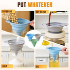 Kitchen Funnel Set 3 Pack, Collapsible Silicone Funnels - Image 7