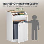 YATINEY Trash Cabinet, Freestanding Trash Can Cabinet, Wooden Recycling - Image 5