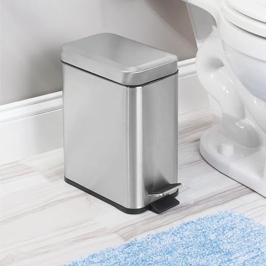 mDesign Rectangular Step-Open Wastebasket Trash Can - Image 3