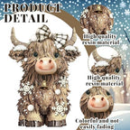 2 Pack Winter Highland Cow Figurine Decor, Resin Winter Theme Decor - Image 4