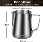 Milk Frothing Pitcher, 15oz Stainless Steel Milk Frother Cup Steaming Pitcher - Image 2