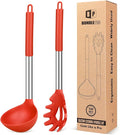 Silicone Pasta Fork and Ladle Spoon Set, Large Non Stick Kitchen Utensils by BUNDLEPRO
