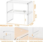 Yieach 2 Pack Acrylic Cabinet Organizer, 2 Tier Stackable Shelves - Image 3