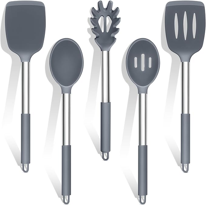 TeamFar Silicone Cooking Utensils Set, Turner/Spoon/Pasta Server by TeamFar