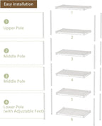 SINGAYE 6 Shelves Storage Shelf Wire Closet Bathroom Organizers Metal Pantry - Image 5