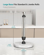 Marble Paper Towel Holder Countertop, Stainless Steel, One-Handed Tear - Image 7