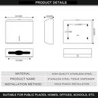 Comercial Paper Towel Dispenser Wall Mount, Stainless Steel Hand Towel Dispenser - Image 7