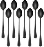 7.5 Inches Black Coffee Stirring Spoons Set, Long Handle Mixing Spoons by DEHOVKitchen