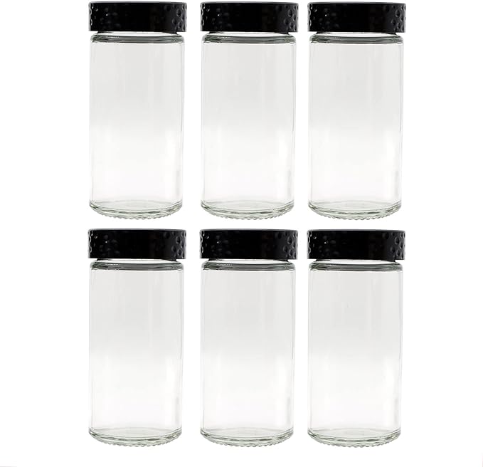 Tianifa 6pcs Black Spice Jars, 3 oz Glass Seasoning Bottles, Spices Container by Tianifa