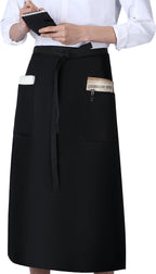 Xtinmee 4 Pcs Bistro Aprons 2 Pockets 32 Inch Waterproof Half Waist Black - Image 3