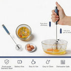 2 Pack Semi Automatic Whisk, Stainless Steel Mini Hand Push Whisks - Image 2