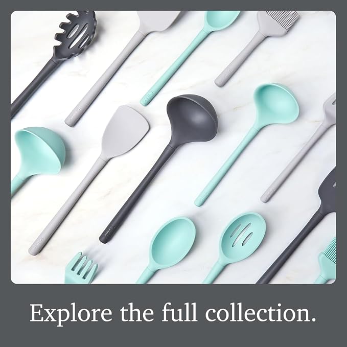 Tovolo Flex Core Silicone Ladle BPA Free Charcoal Gray Deep Silicone Soup Ladle - Image 6