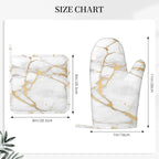 Oven Mitts and Pot Holders Marble White Gold Silicone Kitchen Accessories Set - Image 3