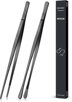 2 Pcs 12-inch Cooking Tweezers Tongs Precision Serrated Tips, Stainless Steel by SOUXMUX