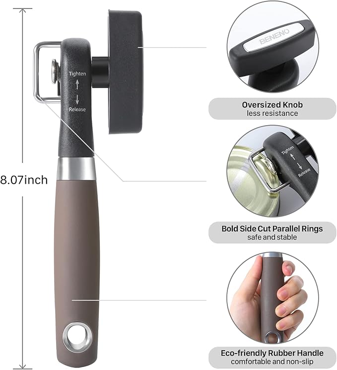 Beneno Can Opener, Manual Side Safe Cut Can Opener Smooth Edge - Image 2