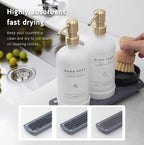 Kitchen Soap Dispenser Set - 16OZ White Glass Bottle - Image 2