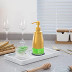 Gaussra Soap Dispenser with Coaster and Stickers, Brushed Gold Stainless Steel - Image 2