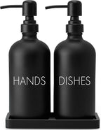 Black Dish and Hand Soap Dispenser Set by Unknown