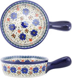Vintage Style Blue Flowers Phalaenopsis Pottery Bakeware Ceramic Casserole Dish by Bicuzat