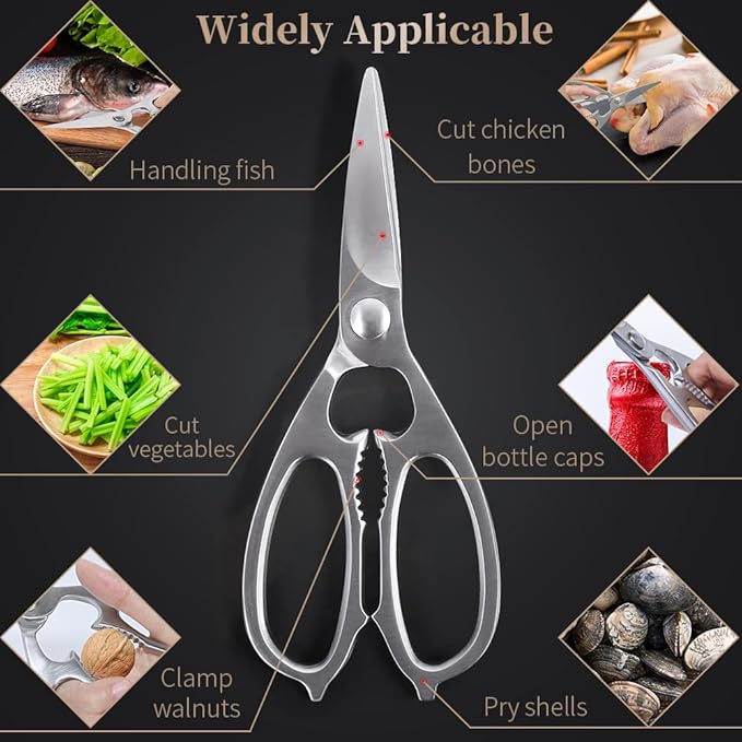 Newness Multi-Purpose Kitchen Scissors, Premium Stainless Steel Solid Kitchen - Image 6