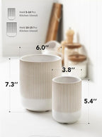 LE TAUCI Utensil Holder for Kitchen Counter, 7.3"+5.4" Fluted Ceramic Utensil - Image 6