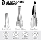 CHENGU12 Pack Stainless Steel Tongs 4/5/7inches Food Serving Clip Kitchen - Image 2