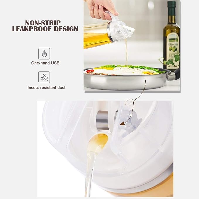 Marbrasse Oil Dispenser for Kitchen, 20 OZ /600ml Leakproof Glass Oil Bottle - Image 5