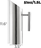 Hiceeden Stainless Steel Water Pitcher, 51oz/1.5L Modern Metal Pitcher - Image 2
