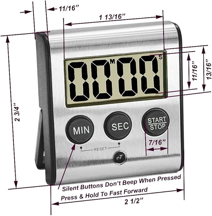 Elegant Digital Kitchen Timer, Stainless Steel Model eT-23, Super Strong - Image 6