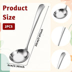 JJUNW 2 Pcs Small Silver 7.9 Inch Gravy Soup Ladle, Stainless Steel Sauce Ladle - Image 2