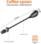 Black Tulip/Rose Handle 12-Pcs Mini Coffee Spoons Set - Image 2