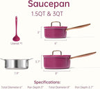 CAROTE 1.5Qt & 3.0Qt Stainless Steel Saucepan Set - Image 2