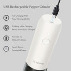 Electric Salt and Pepper Grinder Set, USB Rechargeable, Automatic Salt and - Image 4