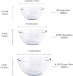 Homwin Glass Mixing Bowl Set for Baking 3-Piece Salad Bowl Set, High - Image 3