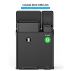 Dual Trash and Recycling Bins for Kitchen, 13.2 + 5.2 Gal Stainless Steel Trash - Image 7