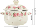 SOUJOY Enamel Stockpot with Lid, 2.8 Quart Retro Cooking Pot, Vintage Floral - Image 2