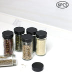 Tianifa 6pcs Black Spice Jars, 3 oz Glass Seasoning Bottles, Spices Container - Image 7