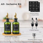 Olive Oil Dispenser Set, 2 x 11.8oz Deep Green Glass Bottles - Image 2